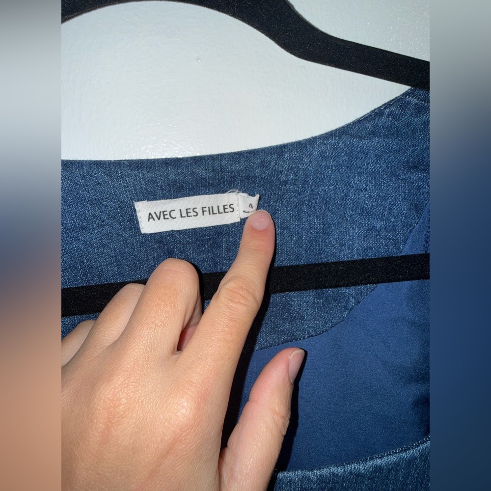 Avec Les Filles Women's Portrait Neck Snap Front Embroidered Dress Size 4 - Picture 10 of 13